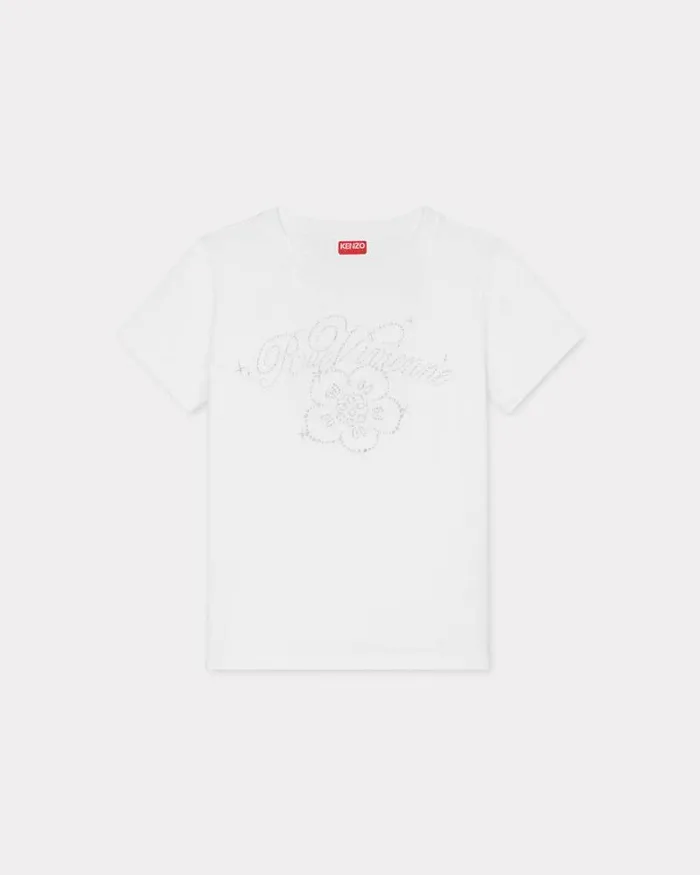 Women 039KENZO Constellation039 Tshirt In Cotton Off White Kenzo Tshirts And Polos