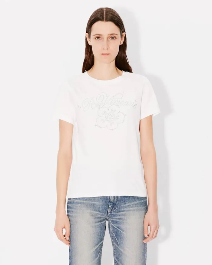 Women 039KENZO Constellation039 Tshirt In Cotton Off White Kenzo Tshirts And Polos