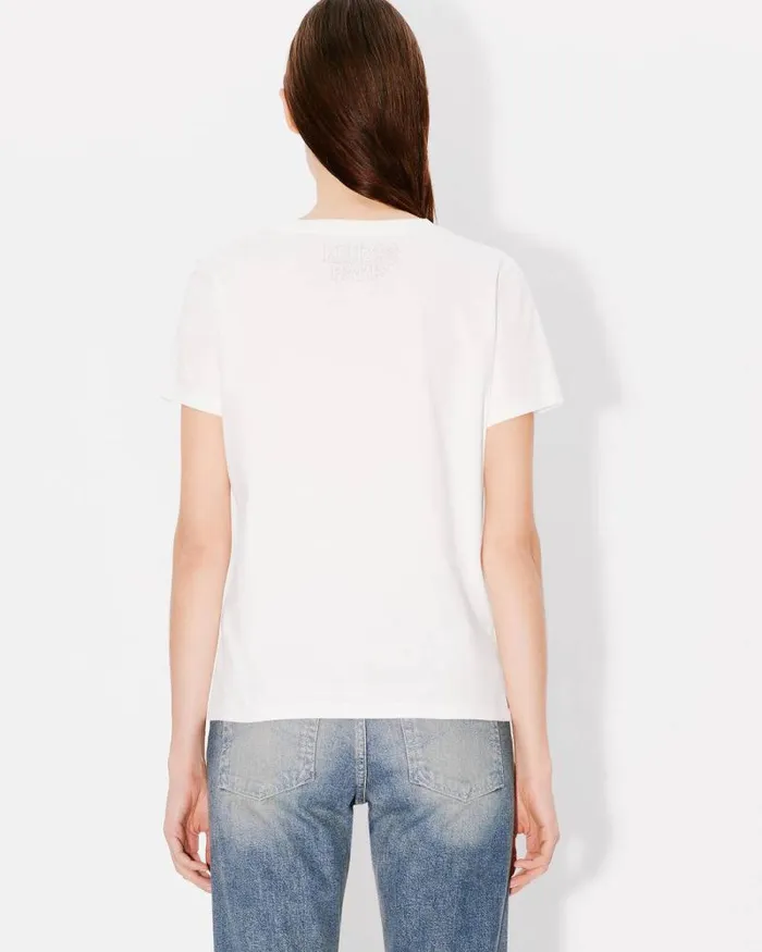 Women 039KENZO Constellation039 Tshirt In Cotton Off White Kenzo Tshirts And Polos