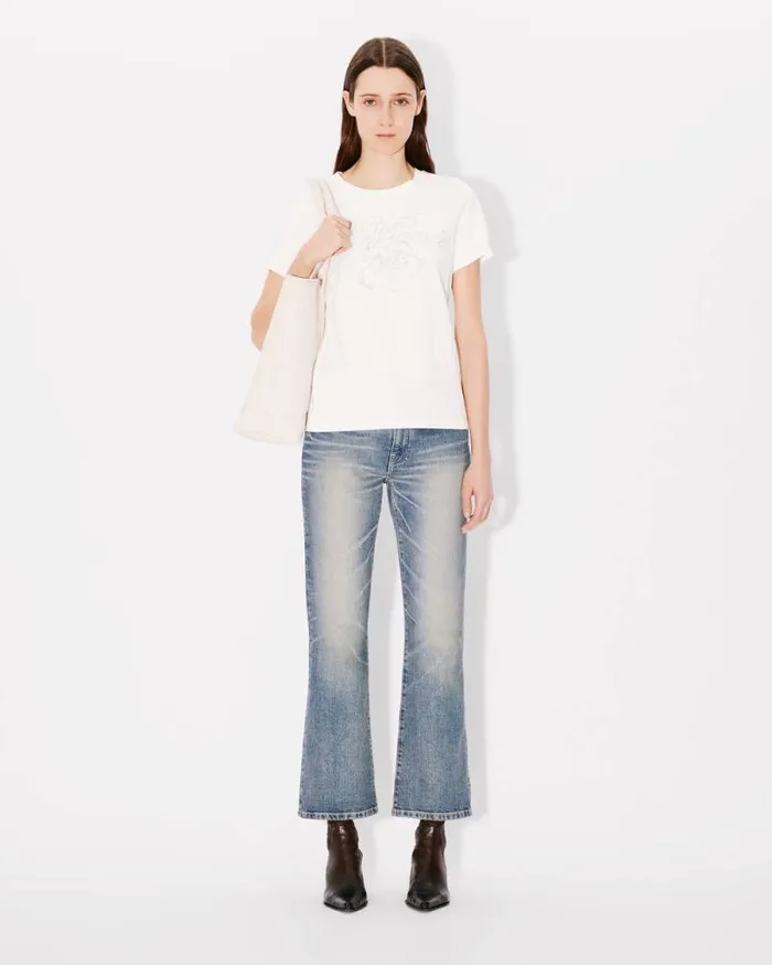 Women 039KENZO Constellation039 Tshirt In Cotton Off White Kenzo Tshirts And Polos
