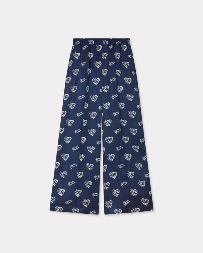 Women 039KENZO Jungle Heart039 Pajama Pants Midnight Blue Kenzo Pants And Shorts