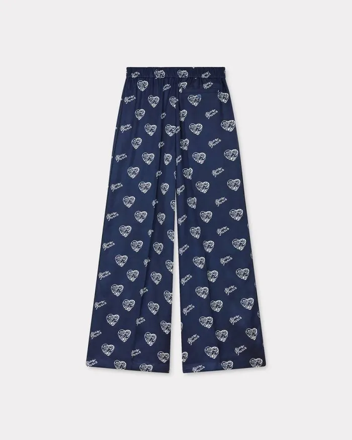 Women 039KENZO Jungle Heart039 Pajama Pants Midnight Blue Kenzo Pants And Shorts