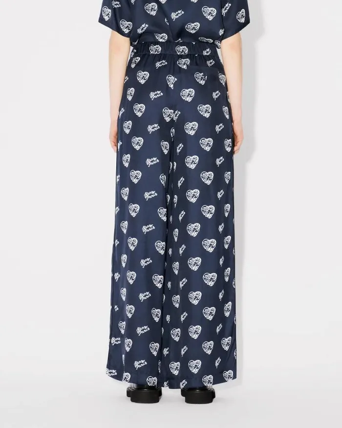Women 039KENZO Jungle Heart039 Pajama Pants Midnight Blue Kenzo Pants And Shorts