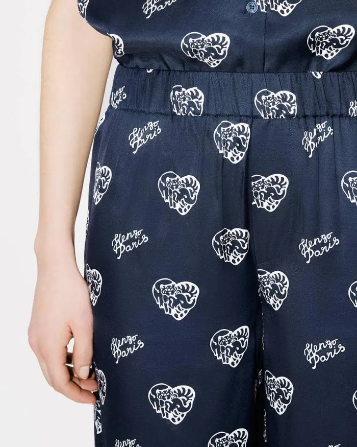 Women 039KENZO Jungle Heart039 Pajama Pants Midnight Blue Kenzo Pants And Shorts