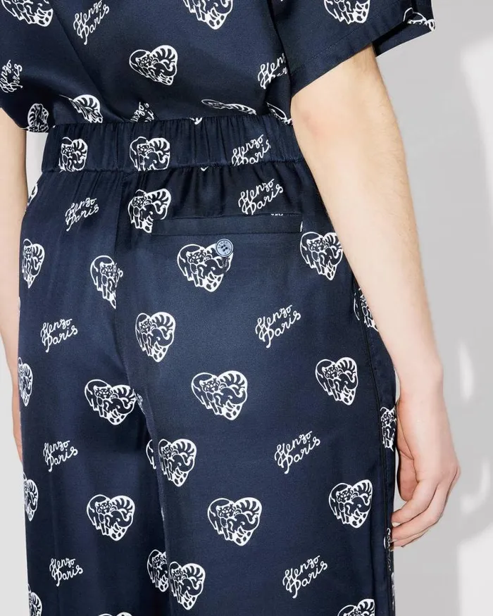 Women 039KENZO Jungle Heart039 Pajama Pants Midnight Blue Kenzo Pants And Shorts