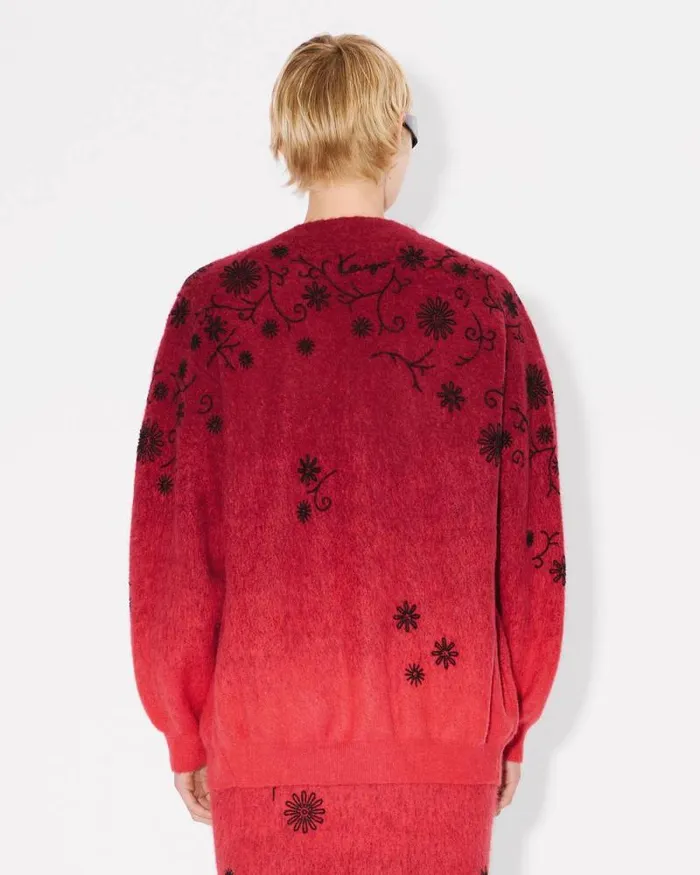 Women 039KENZO Marguerite039 Embroidered Cardigan Cherry Kenzo Sweaters And Cardigans