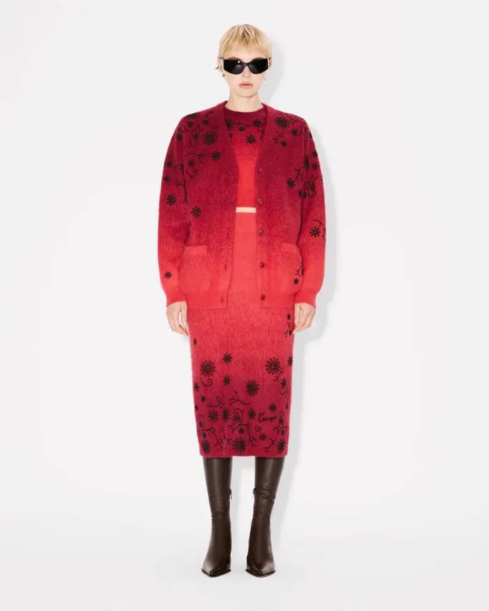 Women 039KENZO Marguerite039 Embroidered Cardigan Cherry Kenzo Sweaters And Cardigans