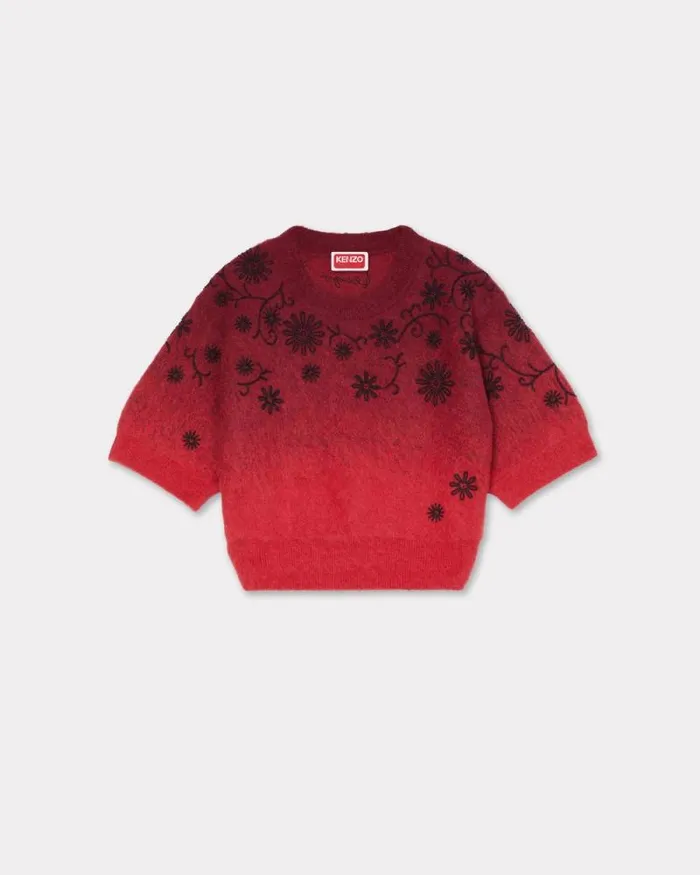 Women 039KENZO Marguerite039 Embroidered Top Cherry Kenzo Sweaters And Cardigans