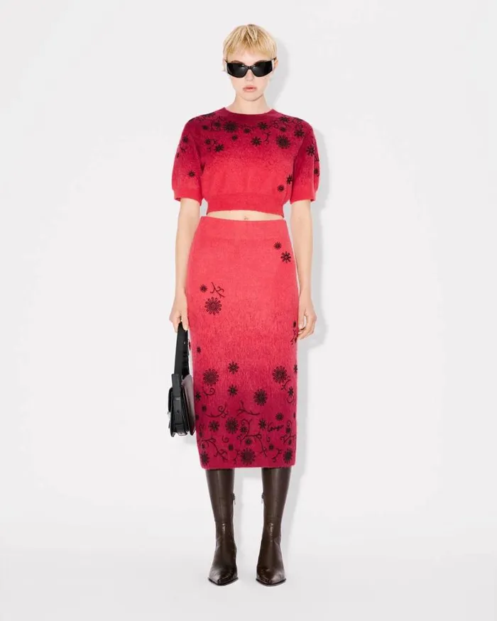 Women 039KENZO Marguerite039 Embroidered Top Cherry Kenzo Sweaters And Cardigans