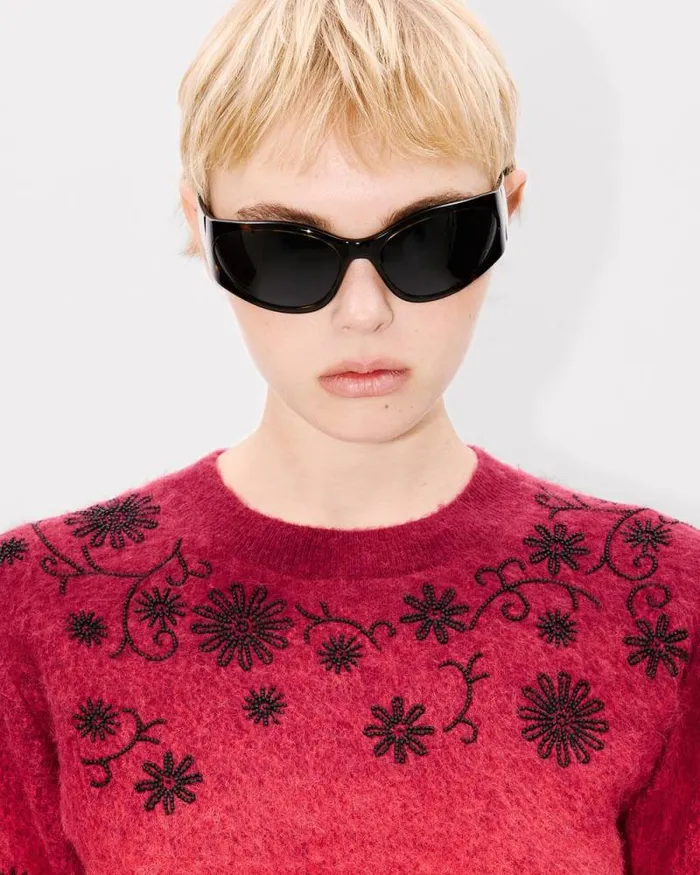 Women 039KENZO Marguerite039 Embroidered Top Cherry Kenzo Sweaters And Cardigans