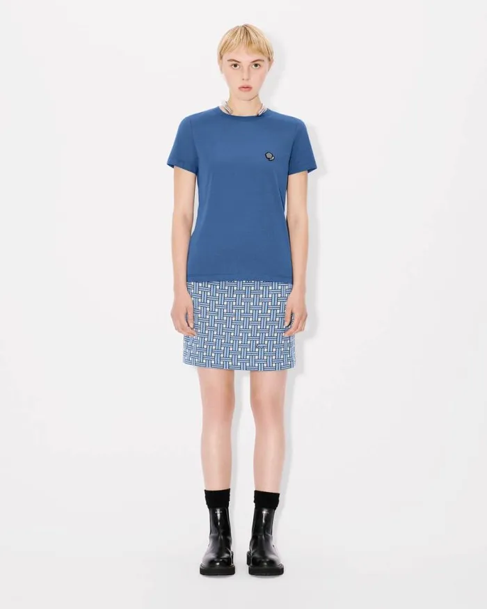 Women 039KENZO Weave039 Embroidered Mini Skirt Sky Blue Kenzo Dresses And Skirts
