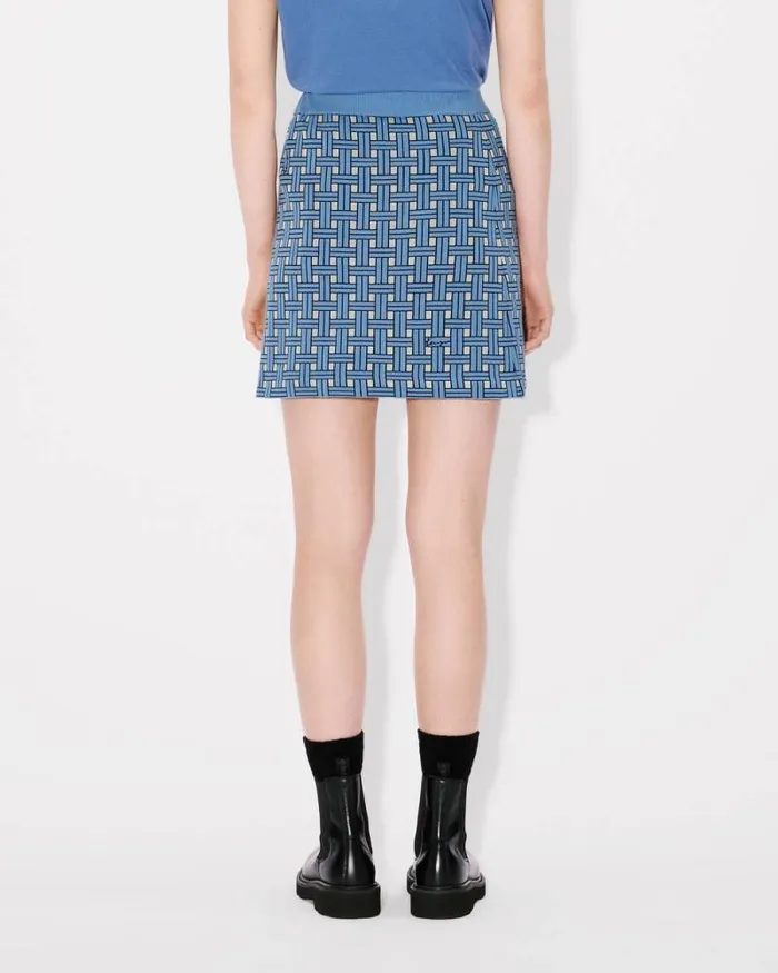 Women 039KENZO Weave039 Embroidered Mini Skirt Sky Blue Kenzo Dresses And Skirts