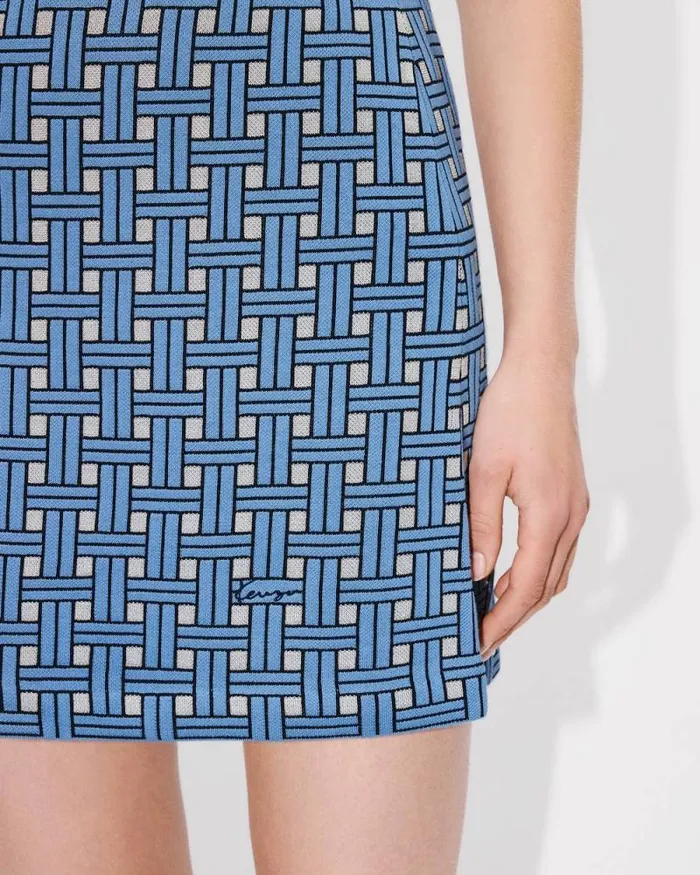 Women 039KENZO Weave039 Embroidered Mini Skirt Sky Blue Kenzo Dresses And Skirts