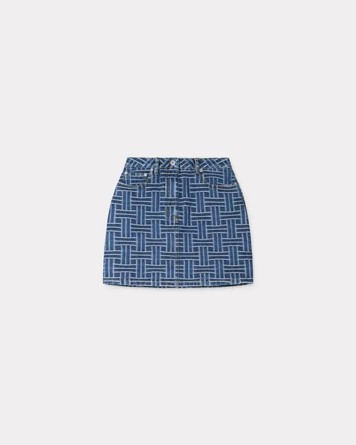 Women 039KENZO Weave039 Miniskirt In Japanese Denim Medium Stone Blue Denim Kenzo Dresses And Skirts Women 039KENZO Weave039 Miniskirt In Japanese Denim Medium Stone Blue Denim Kenzo Dresses And Skirts