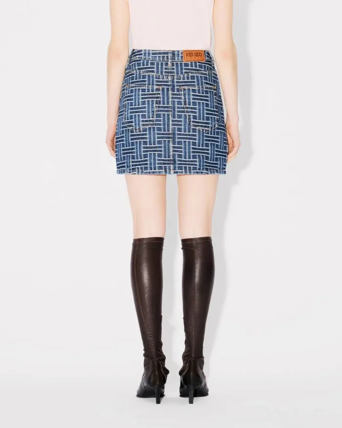 Women 039KENZO Weave039 Miniskirt In Japanese Denim Medium Stone Blue Denim Kenzo Dresses And Skirts