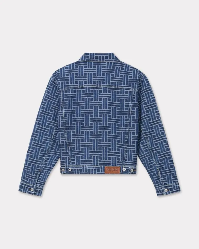 Women 039KENZO Weave039 Trucker Jacket In Japanese Denim Medium Stone Blue Denim Kenzo Jackets And Coats