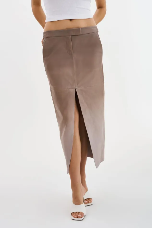 Women ABIA Low Waist Leather Maxi Skirt Desert Gradient LAMARQUE Skirts Women ABIA Low Waist Leather Maxi Skirt Desert Gradient LAMARQUE Skirts