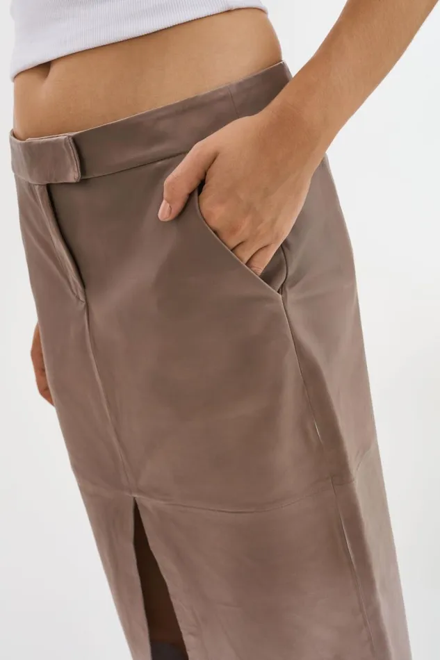 Women ABIA Low Waist Leather Maxi Skirt Desert Gradient LAMARQUE Skirts Women ABIA Low Waist Leather Maxi Skirt Desert Gradient LAMARQUE Skirts