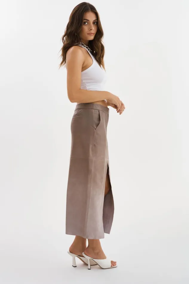 Women ABIA Low Waist Leather Maxi Skirt Desert Gradient LAMARQUE Skirts Women ABIA Low Waist Leather Maxi Skirt Desert Gradient LAMARQUE Skirts
