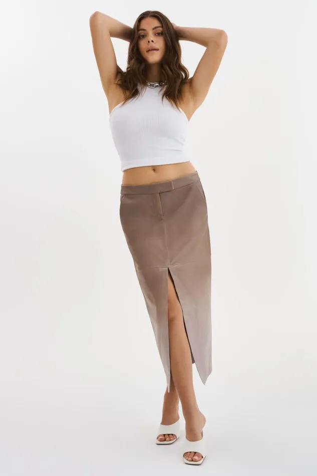 Women ABIA Low Waist Leather Maxi Skirt Desert Gradient LAMARQUE Skirts Women ABIA Low Waist Leather Maxi Skirt Desert Gradient LAMARQUE Skirts