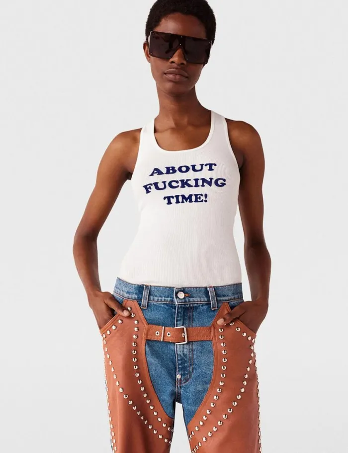 Women About Fucking Time Tank Top Pure White Stella McCartney Sweatshirts And TShirts