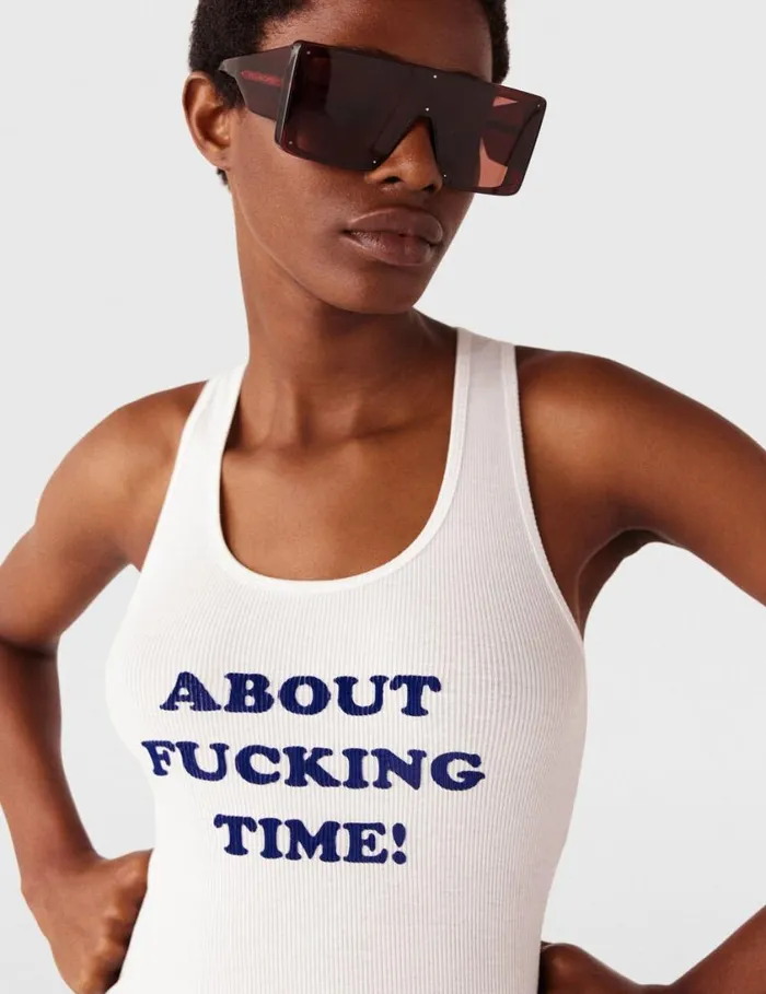 Women About Fucking Time Tank Top Pure White Stella McCartney Sweatshirts And TShirts