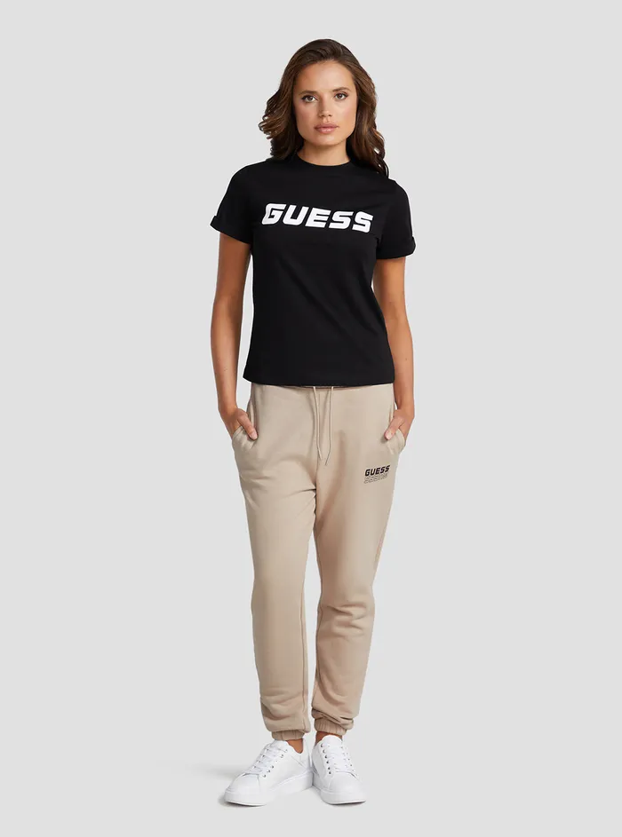 Women Activewear GUESS Eco Black Esther Active Logo Tshirt Women Activewear GUESS Eco Black Esther Active Logo Tshirt