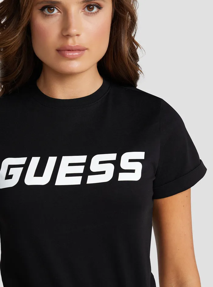 Women Activewear GUESS Eco Black Esther Active Logo Tshirt Women Activewear GUESS Eco Black Esther Active Logo Tshirt