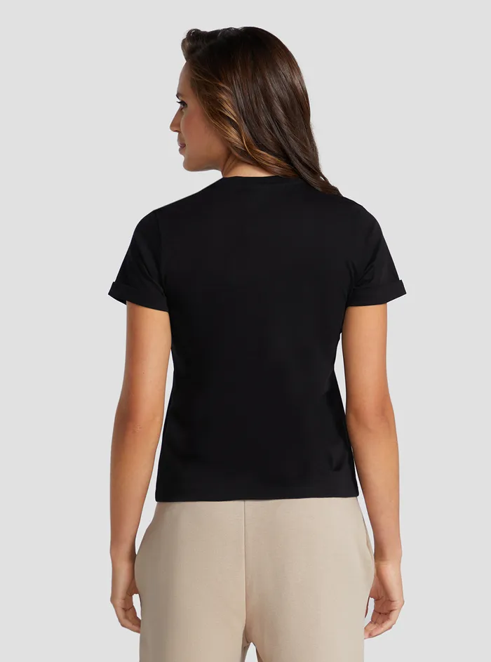 Women Activewear GUESS Eco Black Esther Active Logo Tshirt Women Activewear GUESS Eco Black Esther Active Logo Tshirt