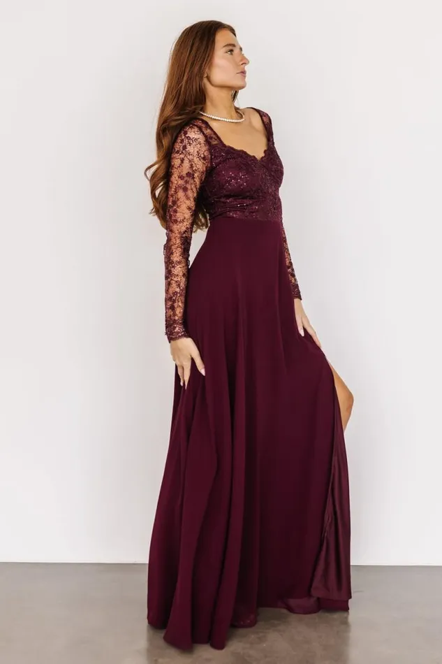 Women Adalaide Long Sleeve Maxi Dress Mulberry Baltic Born Embellished and Sequined Women Adalaide Long Sleeve Maxi Dress Mulberry Baltic Born Embellished and Sequined