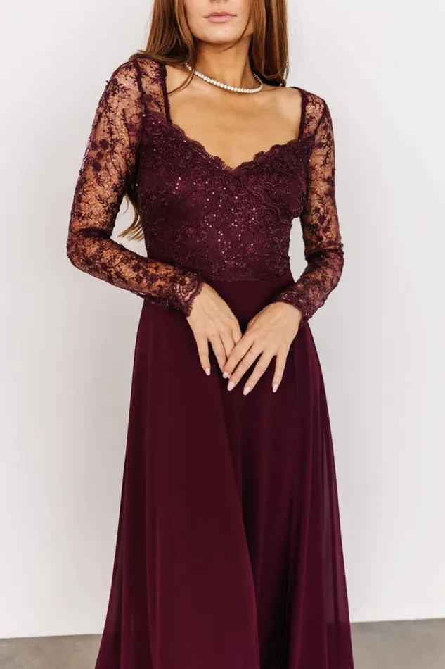 Women Adalaide Long Sleeve Maxi Dress Mulberry Baltic Born Embellished and Sequined Women Adalaide Long Sleeve Maxi Dress Mulberry Baltic Born Embellished and Sequined