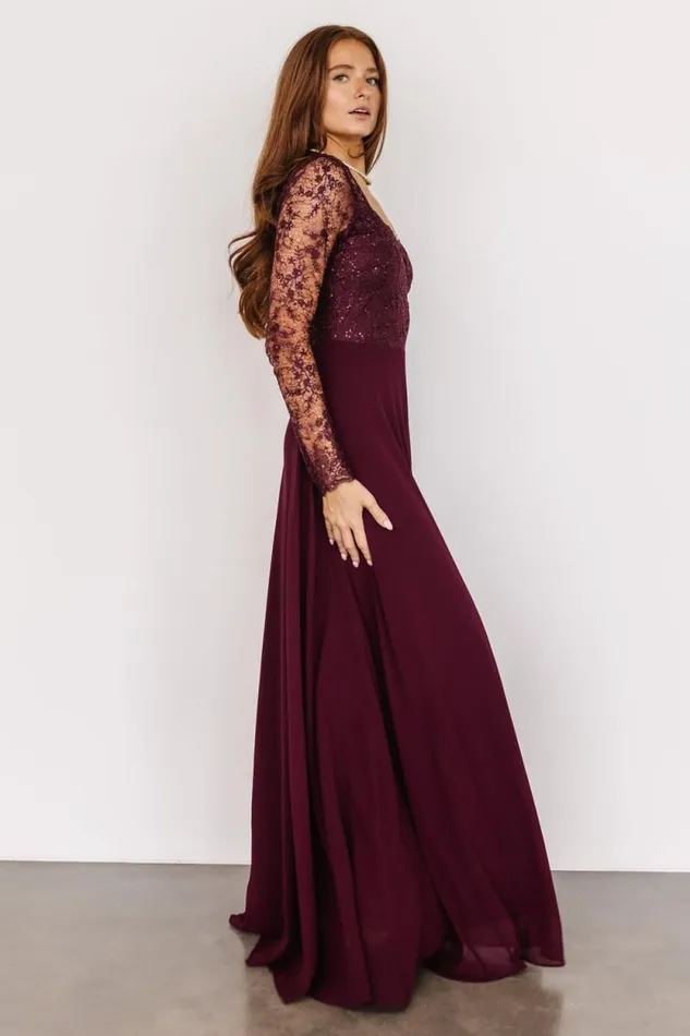 Women Adalaide Long Sleeve Maxi Dress Mulberry Baltic Born Embellished and Sequined Women Adalaide Long Sleeve Maxi Dress Mulberry Baltic Born Embellished and Sequined