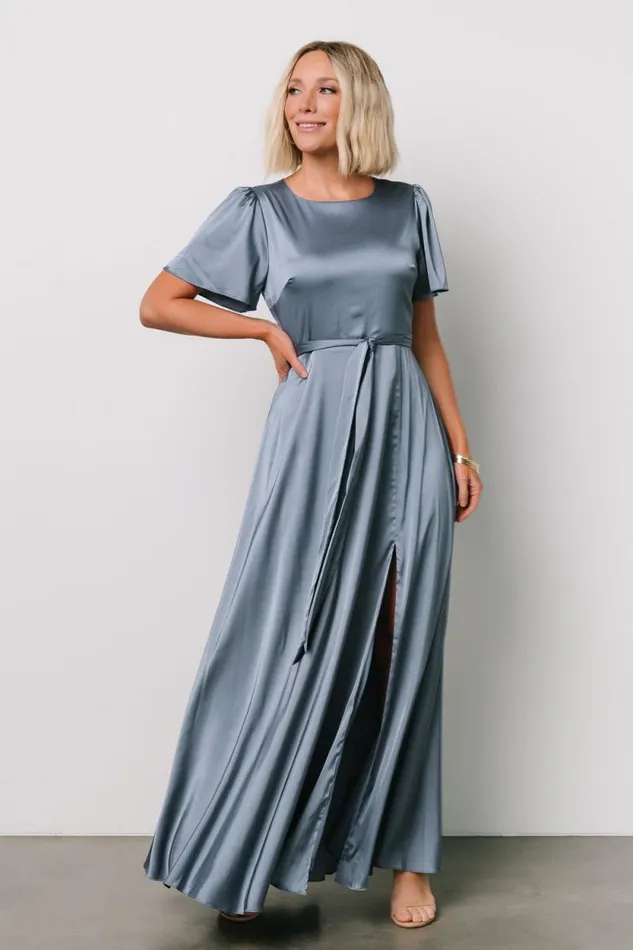 Women Agnes Satin Maxi Dress Whisper Blue Baltic Born The Guest Edit