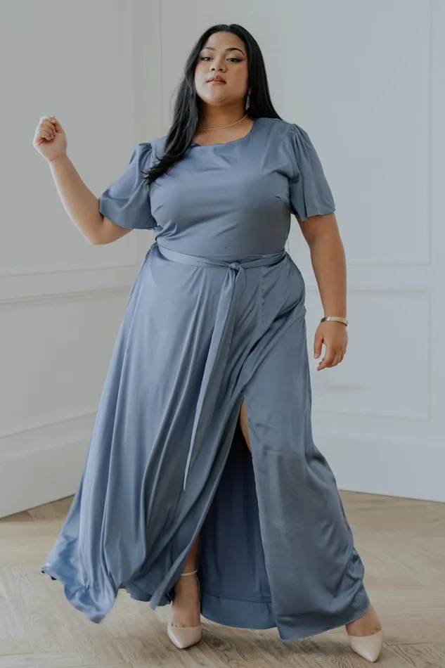 Women Agnes Satin Maxi Dress Whisper Blue Baltic Born The Guest Edit