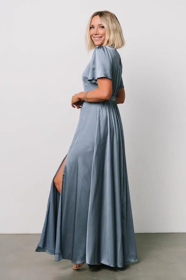 Women Agnes Satin Maxi Dress Whisper Blue Baltic Born The Guest Edit
