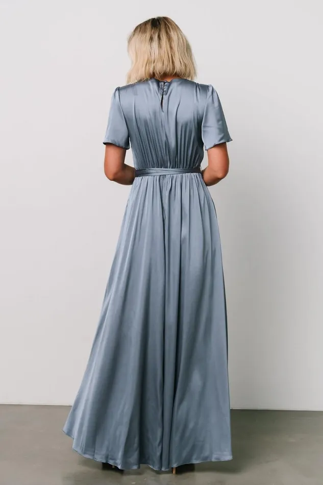 Women Agnes Satin Maxi Dress Whisper Blue Baltic Born The Guest Edit
