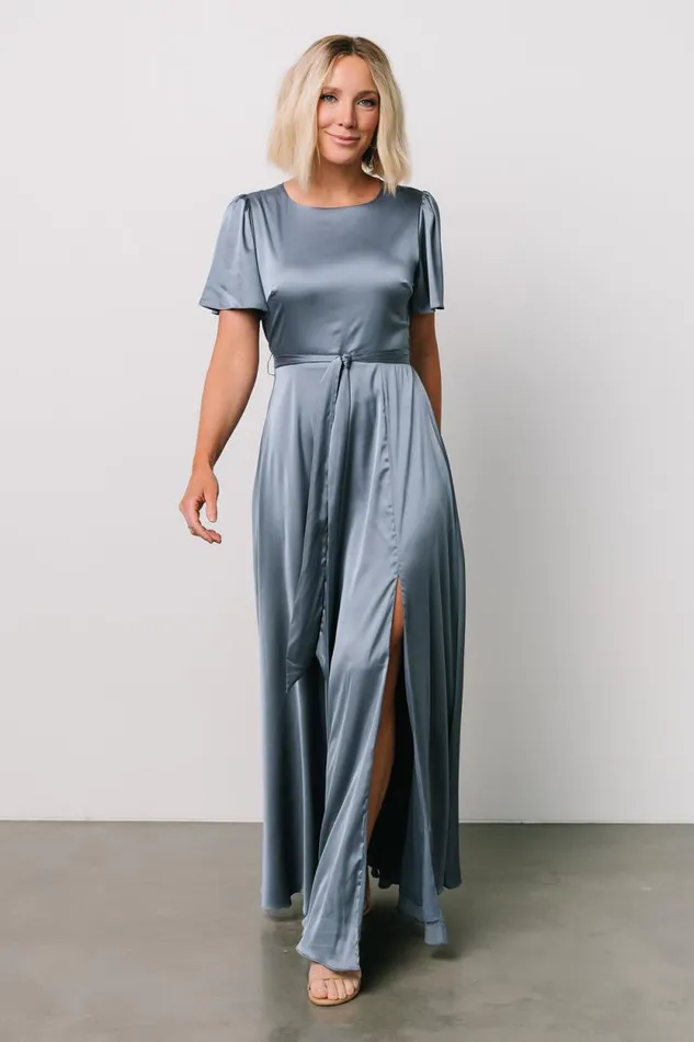 Women Agnes Satin Maxi Dress Whisper Blue Baltic Born The Guest Edit