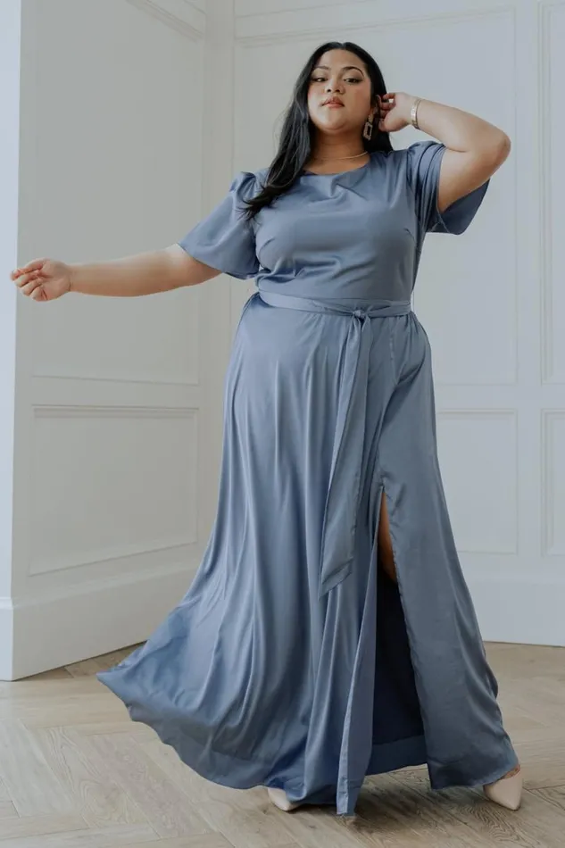 Women Agnes Satin Maxi Dress Whisper Blue Baltic Born The Guest Edit
