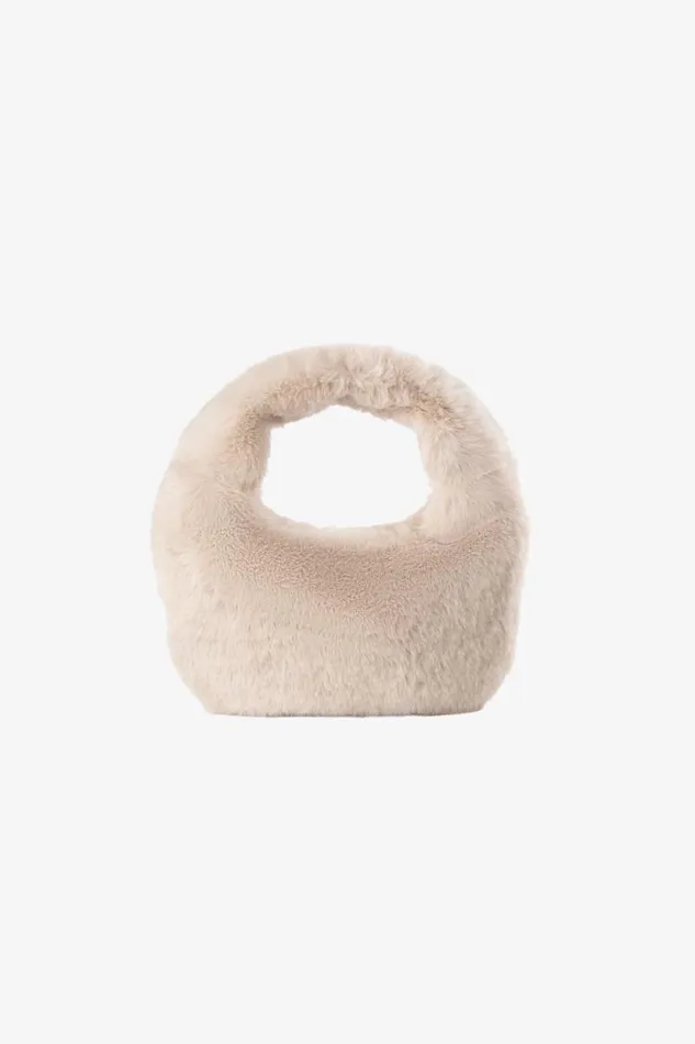 Women ALIX Mini Faux Fur Hobo Bag Oat LAMARQUE Bags