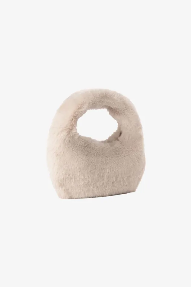 Women ALIX Mini Faux Fur Hobo Bag Oat LAMARQUE Bags Women ALIX Mini Faux Fur Hobo Bag Oat LAMARQUE Bags