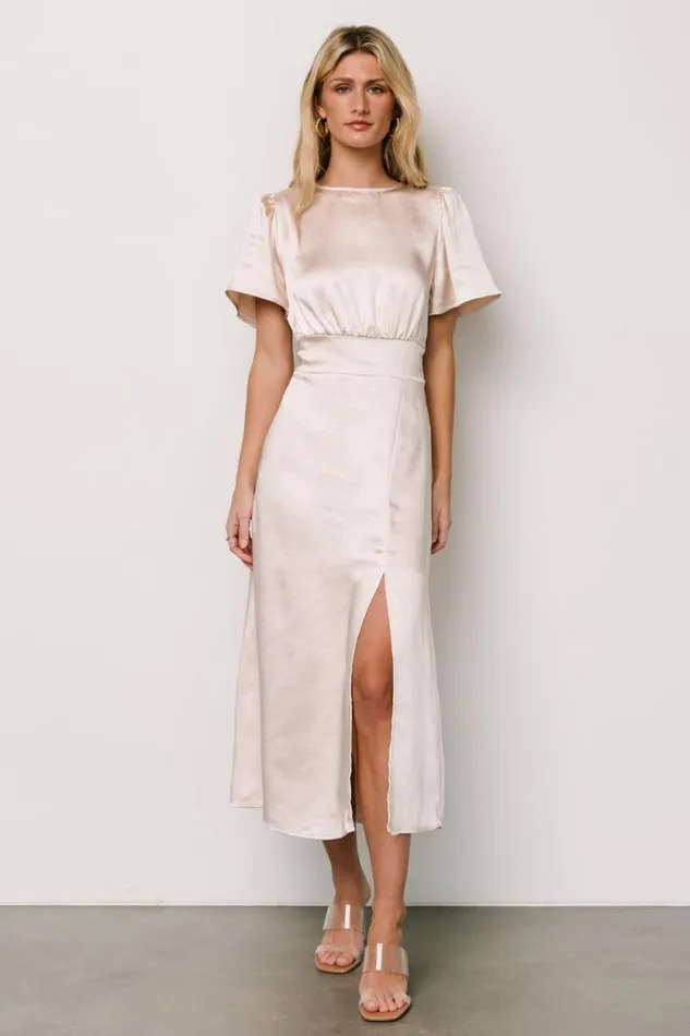 Women Allie Satin Dress Champagne Baltic Born Midi Dresses