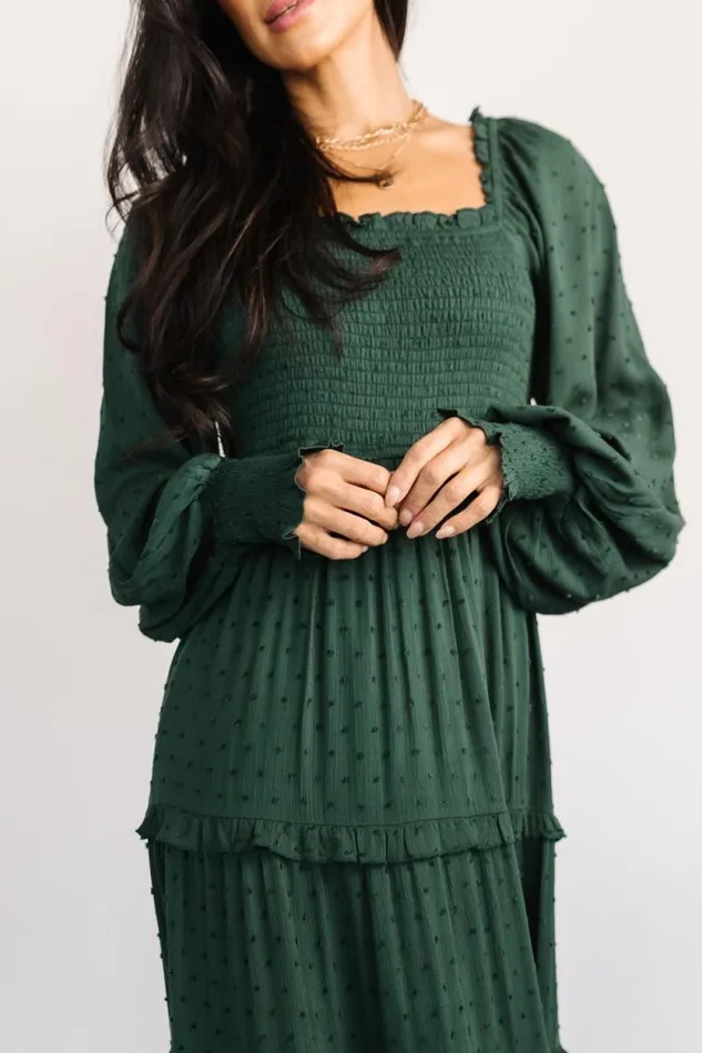 Women Amanda Smocked Dotted Maxi Dress Evergreen Baltic Born Maxi Dresses Women Amanda Smocked Dotted Maxi Dress Evergreen Baltic Born Maxi Dresses