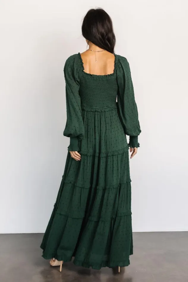 Women Amanda Smocked Dotted Maxi Dress Evergreen Baltic Born Maxi Dresses Women Amanda Smocked Dotted Maxi Dress Evergreen Baltic Born Maxi Dresses