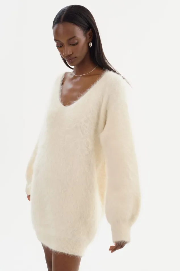 Women AMARIS Wool Mini Dress Ivory LAMARQUE Dresses