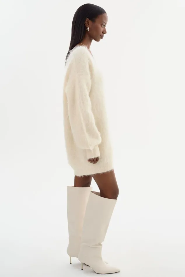 Women AMARIS Wool Mini Dress Ivory LAMARQUE Dresses