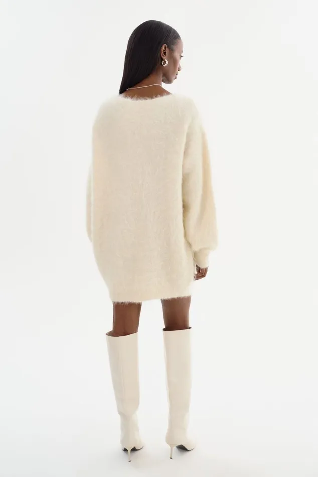Women AMARIS Wool Mini Dress Ivory LAMARQUE Dresses