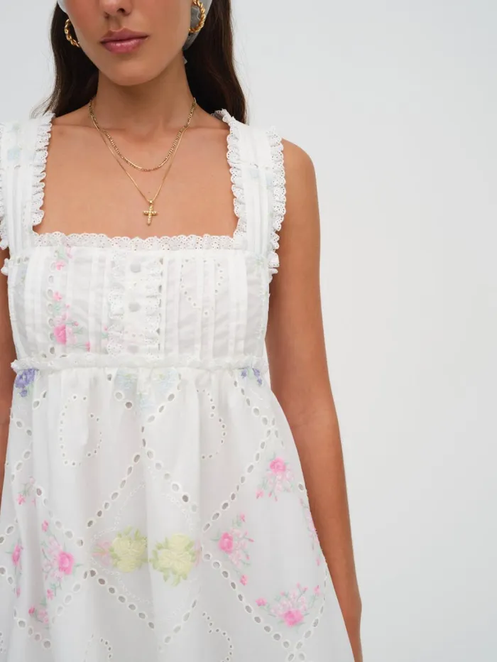 Women Andrea Embroidered Mini Dress White For Love and Lemons Dresses Women Andrea Embroidered Mini Dress White For Love and Lemons Dresses