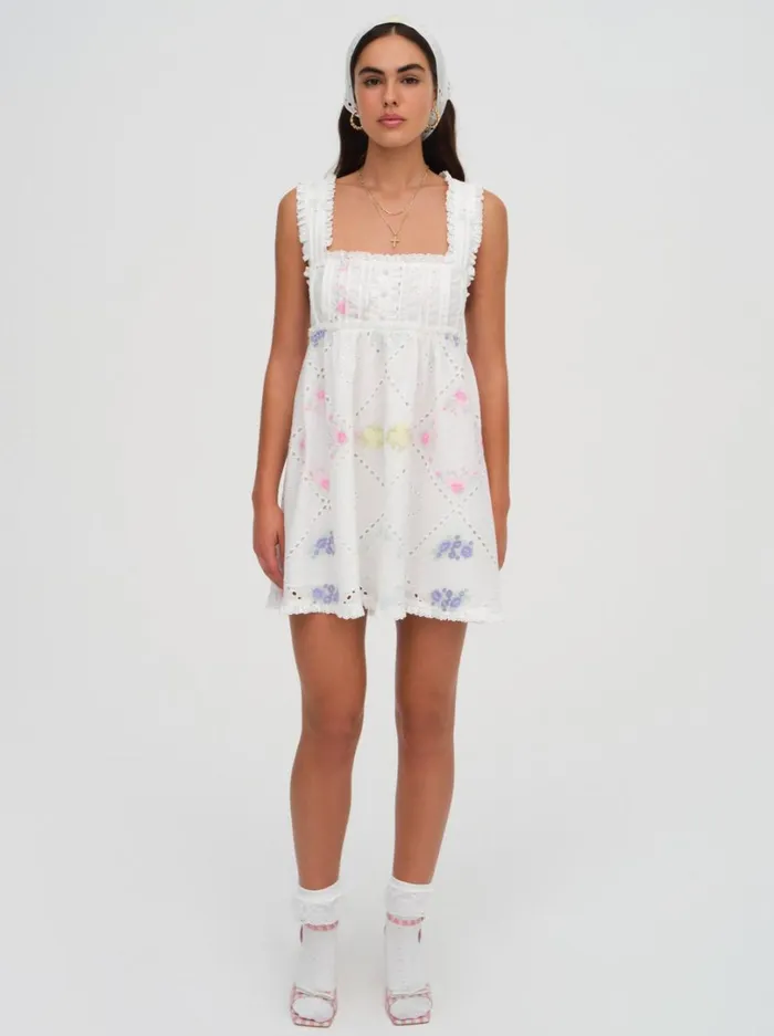 Women Andrea Embroidered Mini Dress White For Love and Lemons Dresses Women Andrea Embroidered Mini Dress White For Love and Lemons Dresses
