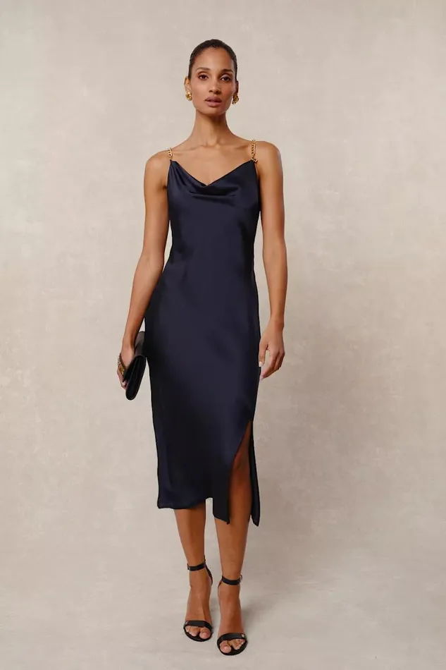Women Aurora Satin Dress Ink Navy Holland Cooper Dresses