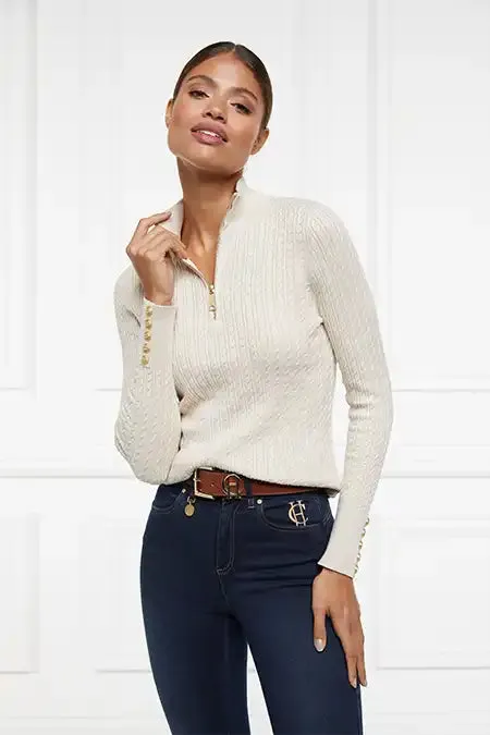 Women Ava Quarter Zip Knit Almond Holland Cooper Knitwear Women Ava Quarter Zip Knit Almond Holland Cooper Knitwear